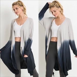 Beautiful T-Back longline ombré dye cardigan
